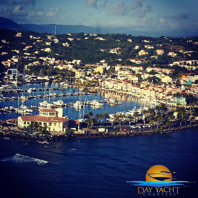Evening lights over the Fajardo marina, private yacht charter Puerto Rico